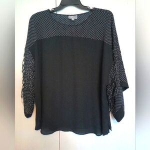 JM Collection Women's Size XL Black Blouse with Fringe Sleeves